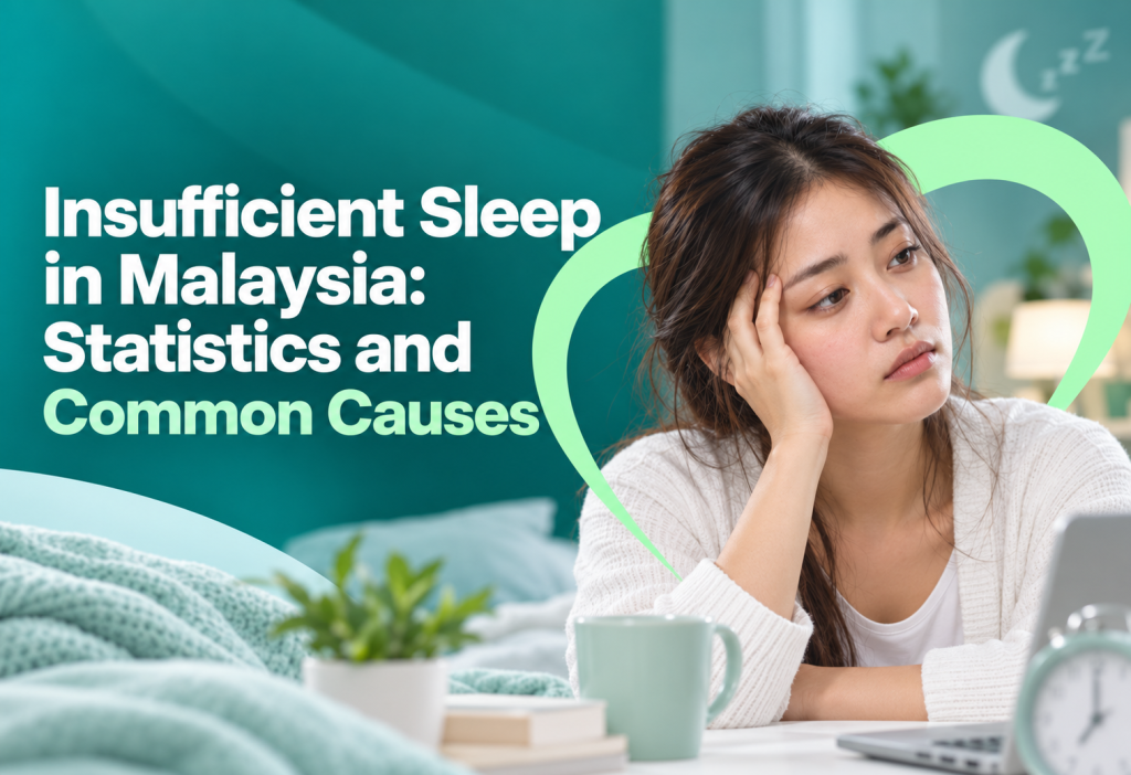 Insufficient sleep in Malaysia showing a tired adult and common causes of lack of sleep